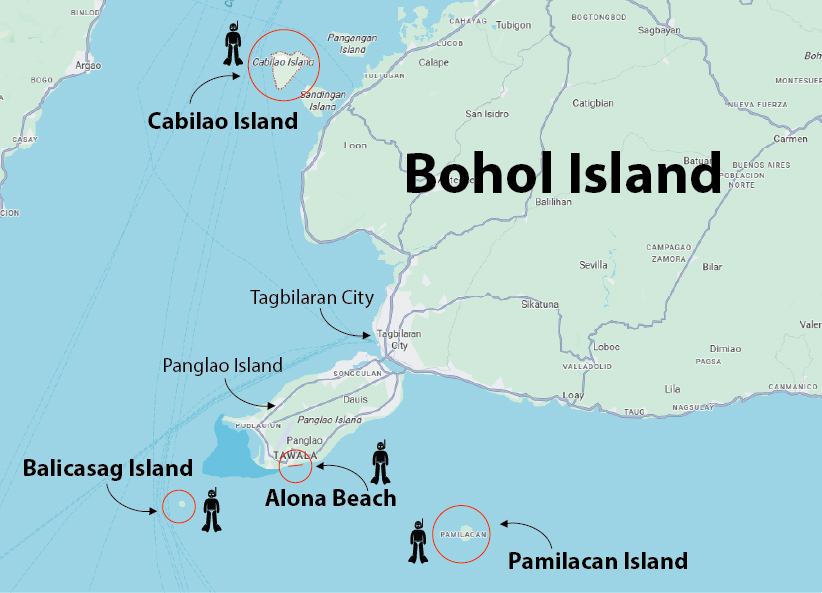Snorkeling Bohol map